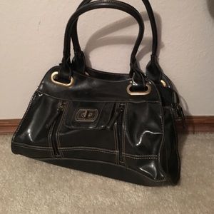 Black faux leather purse